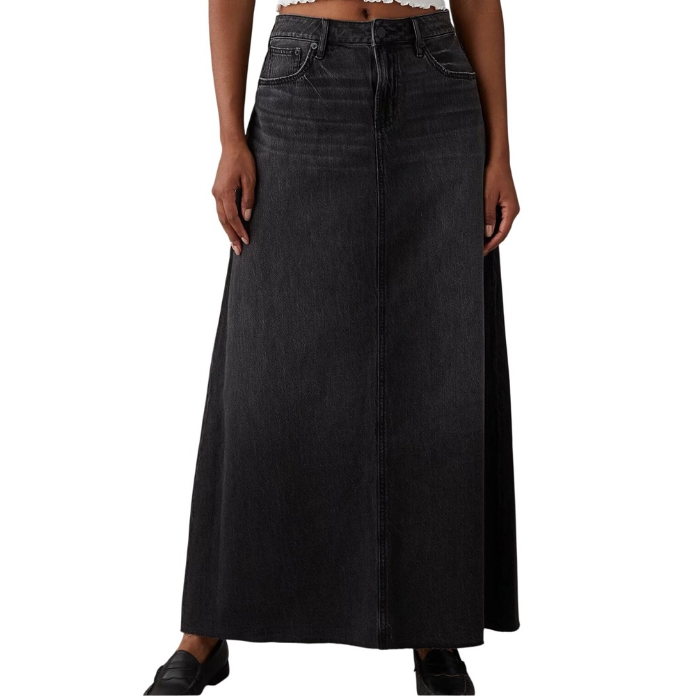 American Eagle Real Good To The Floor Denim Maxi Skirt Sz 000 Dark Wash Juniors